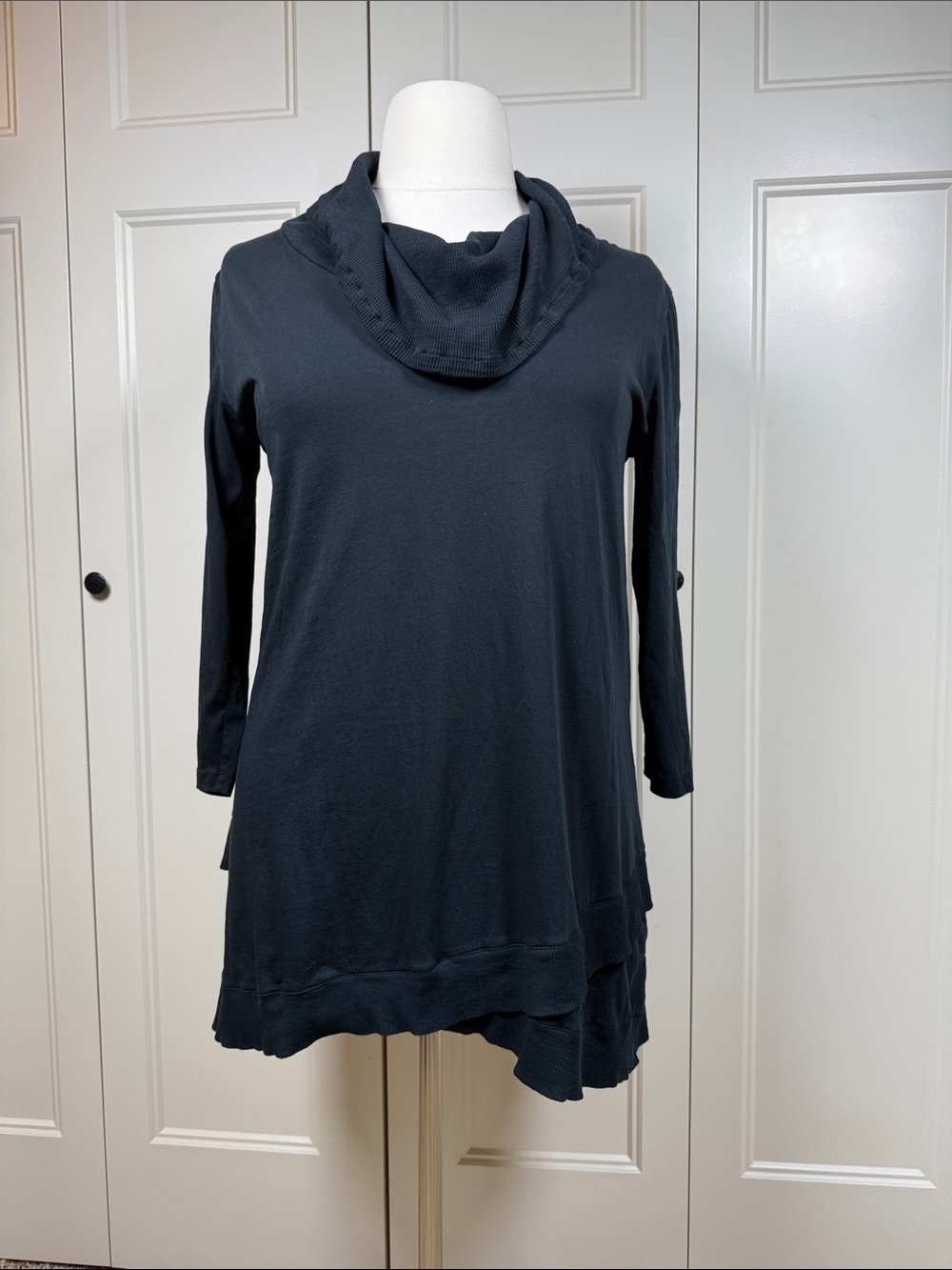 Mod-O-Doc Black Cowl Neck Long-Sleeve Tunic - Classic Comfort 100% Cotton XL